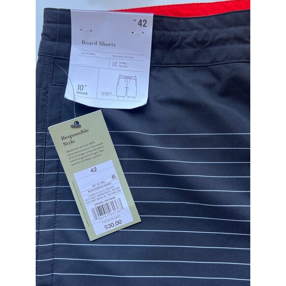 Goodfellow & Co Mens Board Shorts 42 Black & Gray Striped 10" Inseam New - Picture 3 of 7